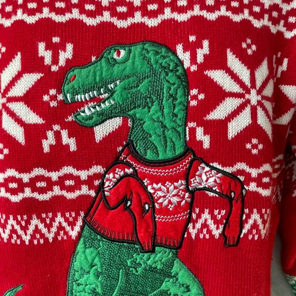 33 Degrees T-Rex Tyrannosaurus Dinosaur Tiny Arms Ugly Christmas Sweater Sz L - Picture 2 of 5